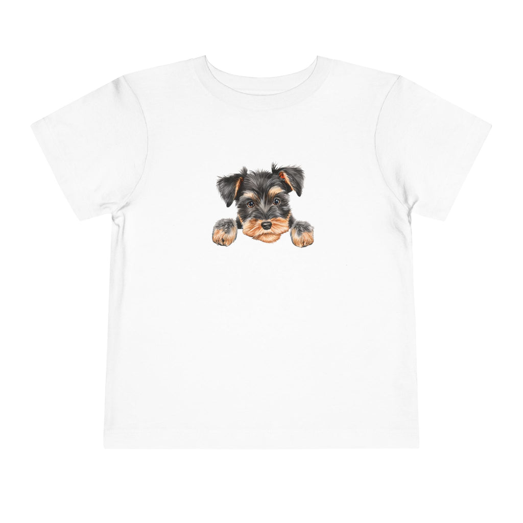 Toddler Tee — Cute Yorkie Puppy Peeking Graphic