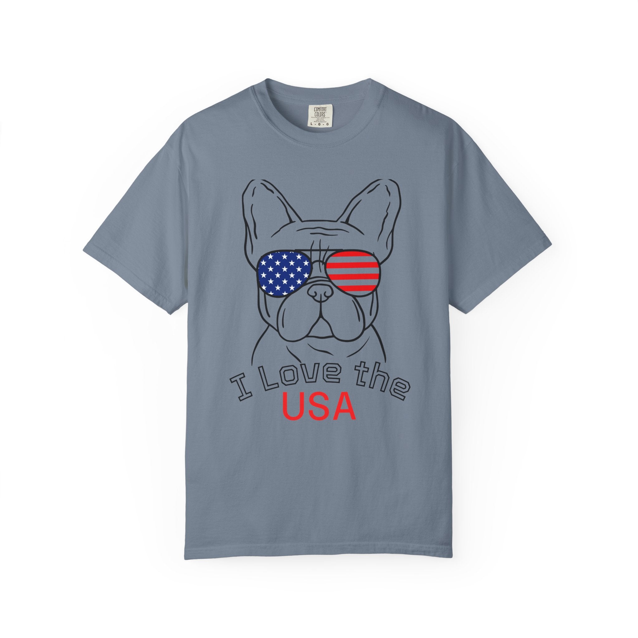 USA Bulldog T-Shirt — "I Love the USA" Patriotic Dog Tee