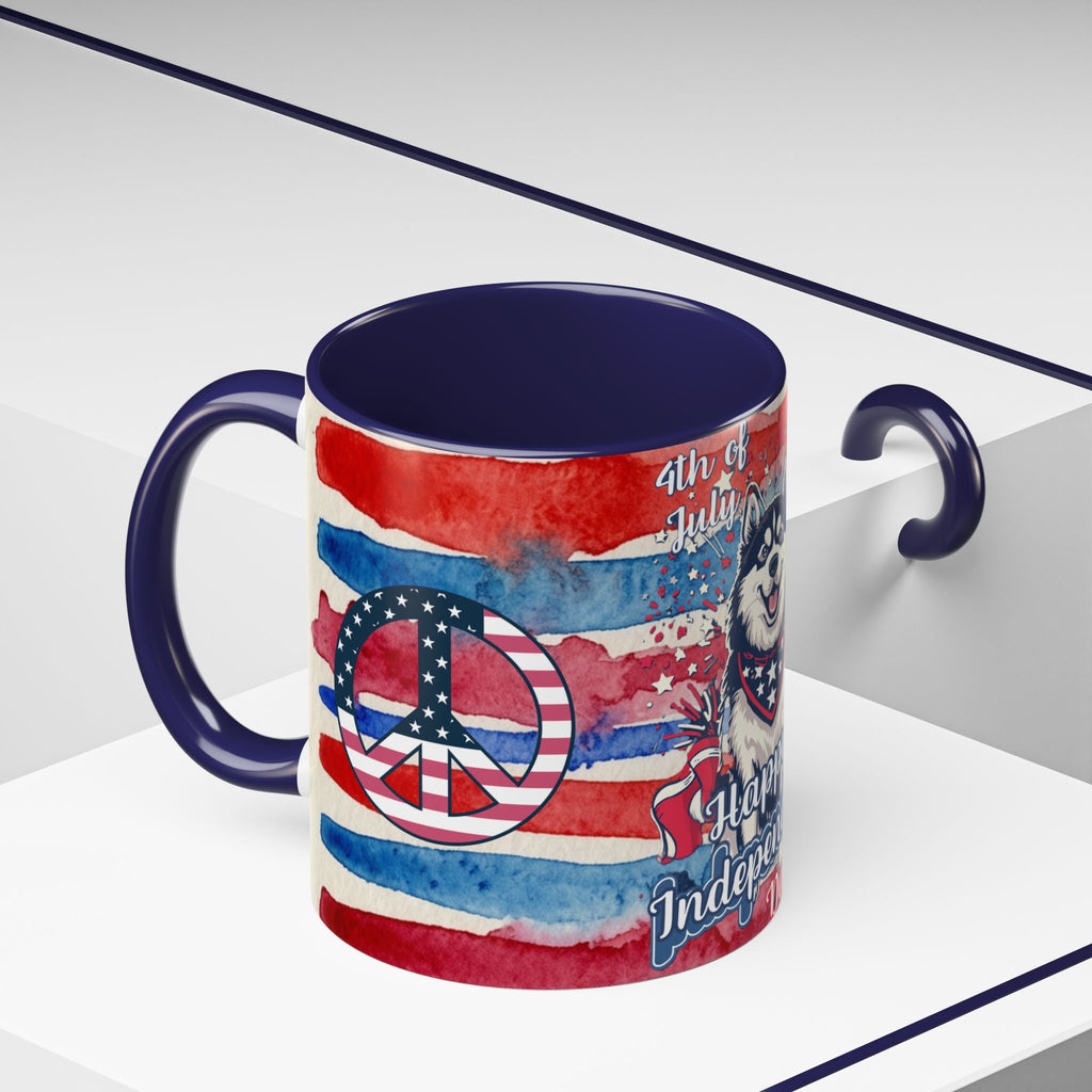 Independence Day Husky Coffee Mug — Happy 4th of July Patriotic Accent Mug (11/15oz)