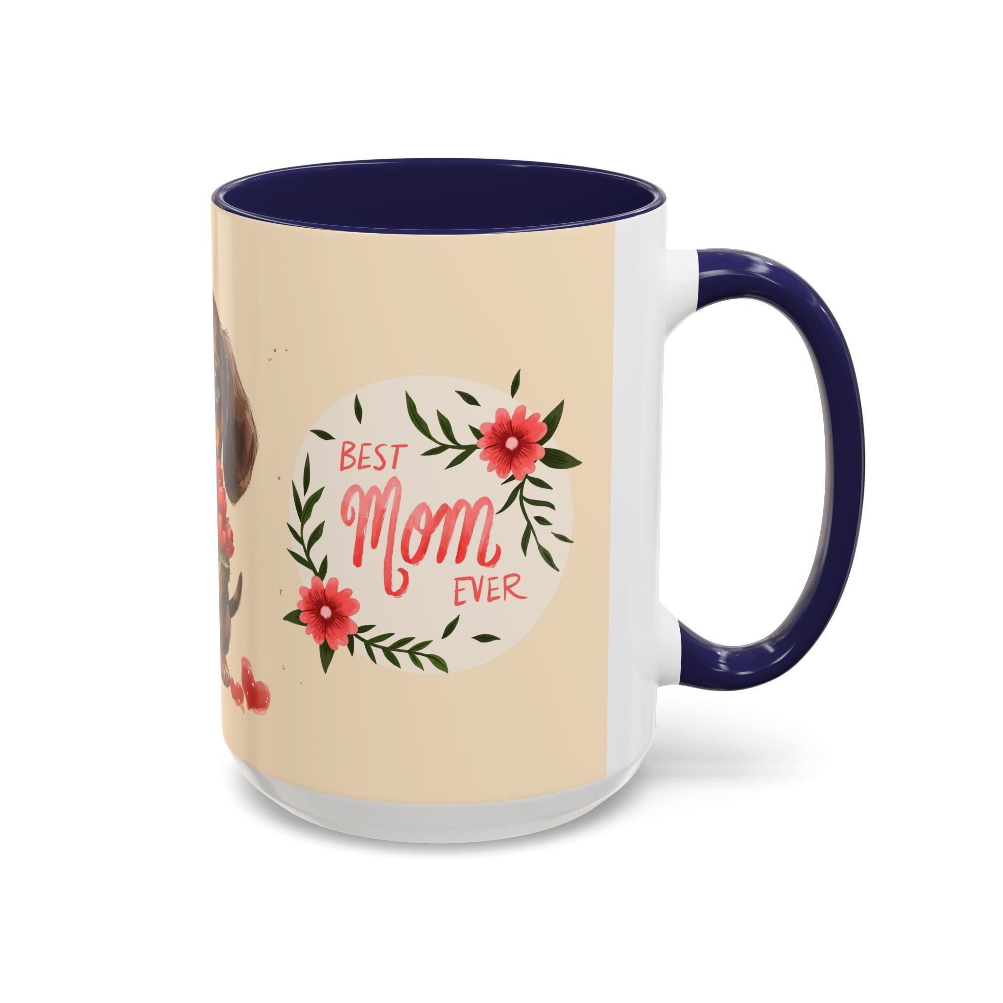 Best Mom Ever Coffee Mug — Cute Dachshund with Tulips