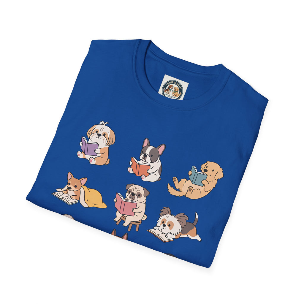 Reading Dogs T-Shirt — Cute Cartoon Dogs with Books Graphic Tee
