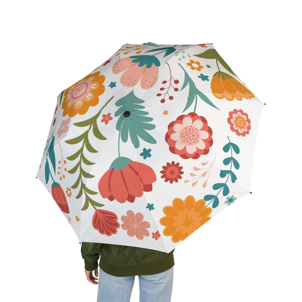 Floral Foldable Umbrella — Lightweight Semi-Automatic Compact Rain Umbrella