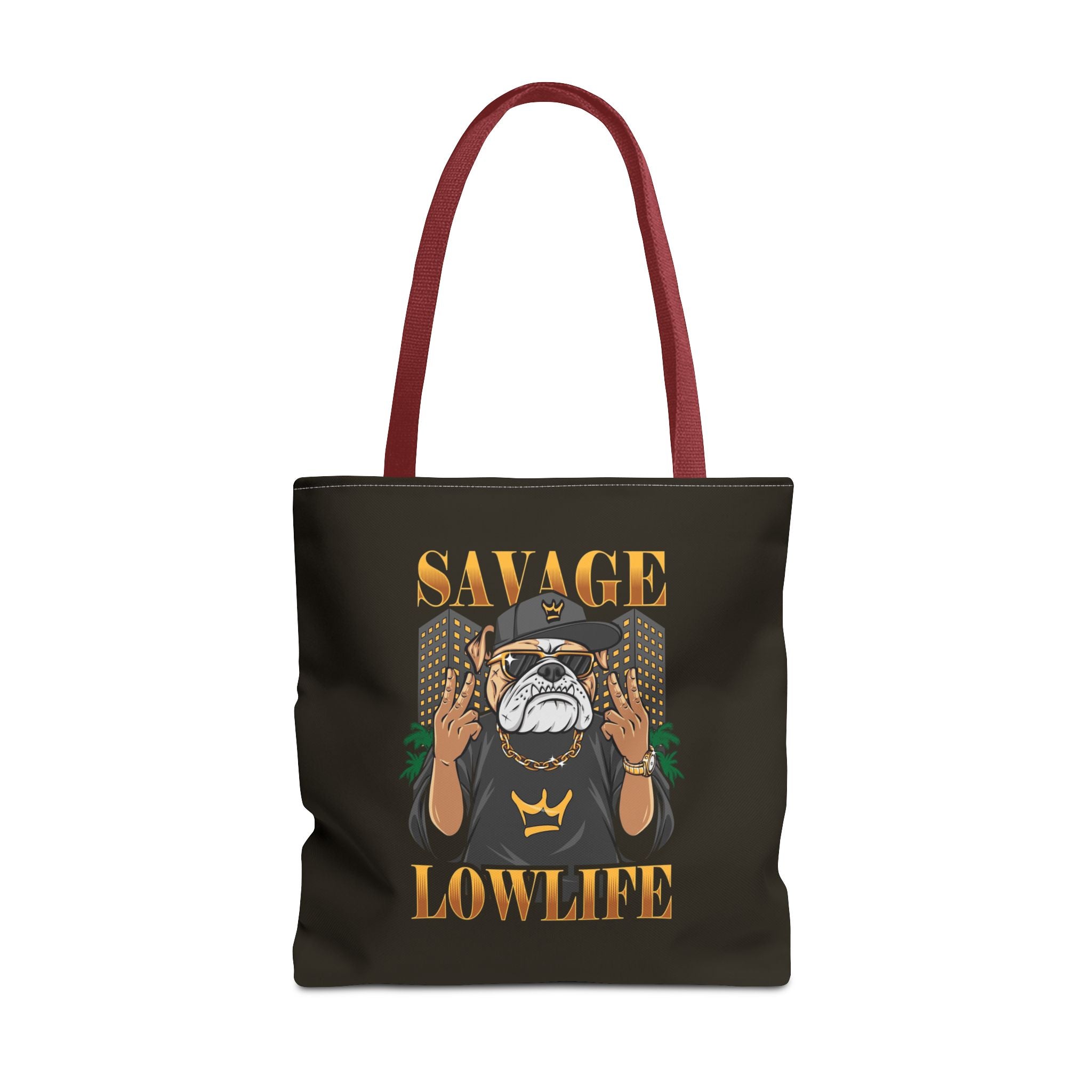 Savage Lowlife Graphic Tote Bag — Urban Bulldog Design, Streetwear Everyday Carry