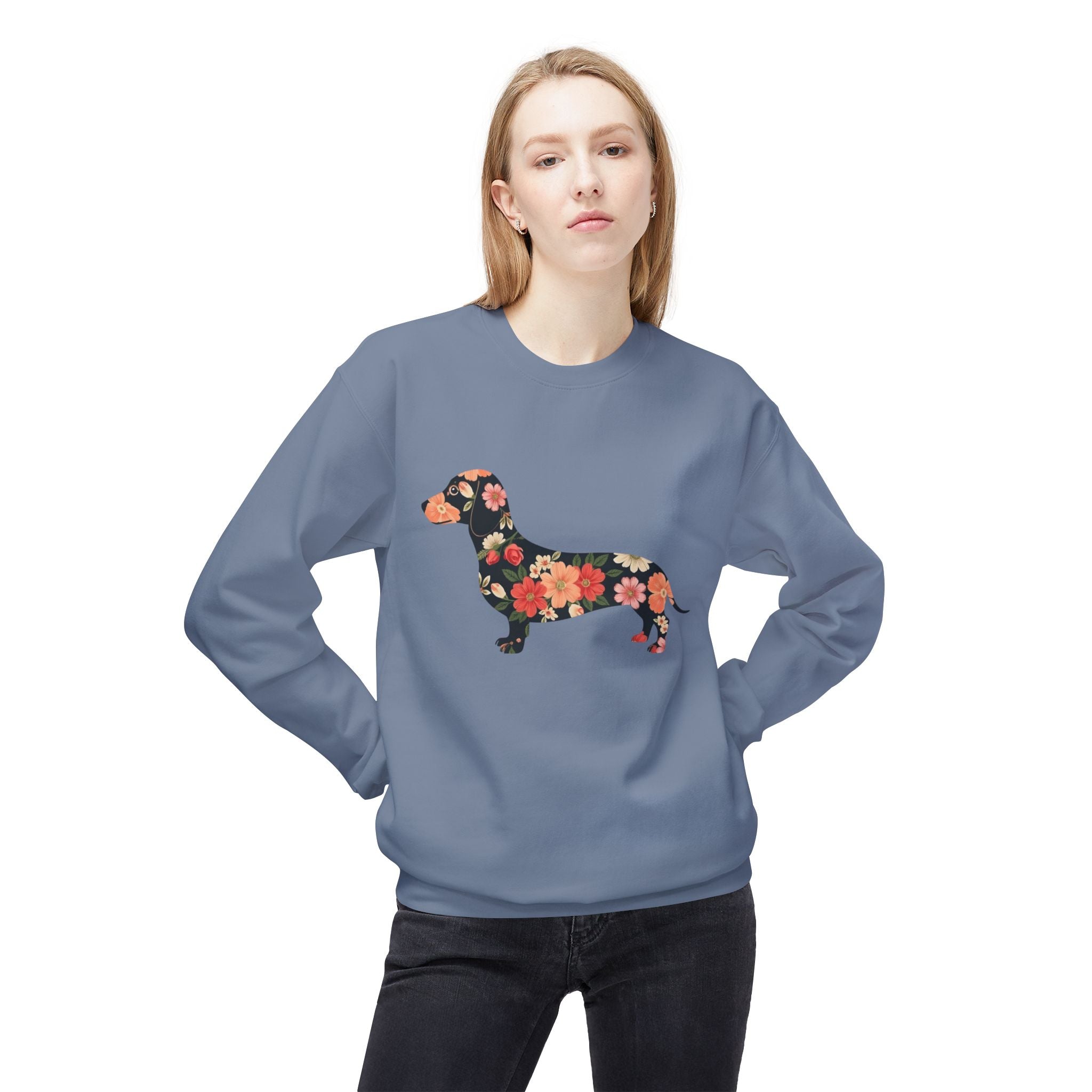 Floral Dachshund Crewneck Sweatshirt