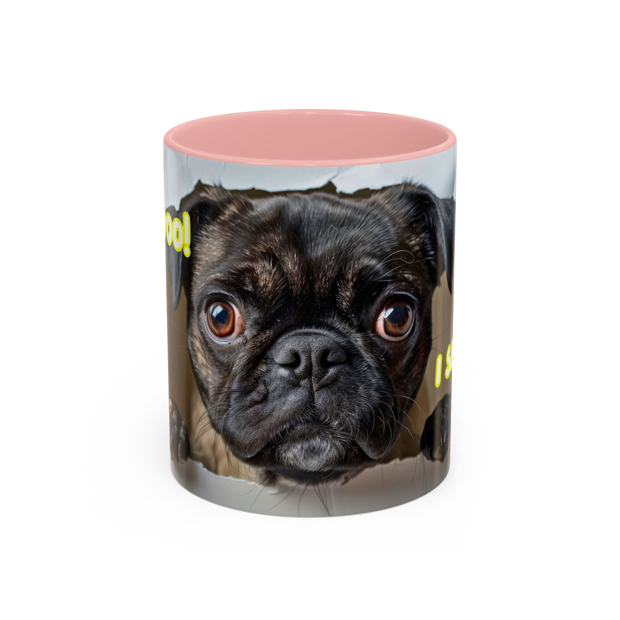 Pug “I See You!” Accent Coffee Mug — Cute Dog Lover Gift (11/15 oz)