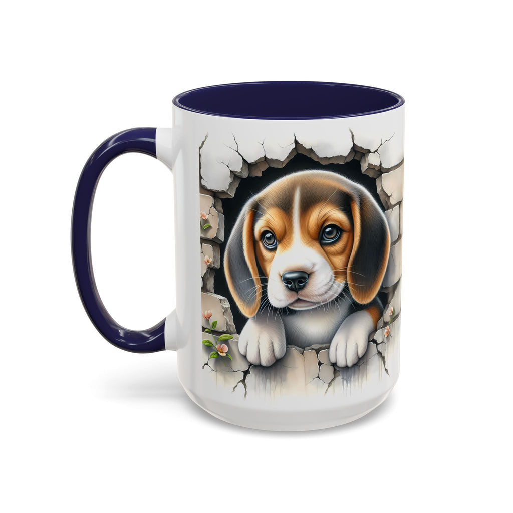 Beagle Puppy Peek Accent Coffee Mug – Cute Dog Gift (11/15 oz)