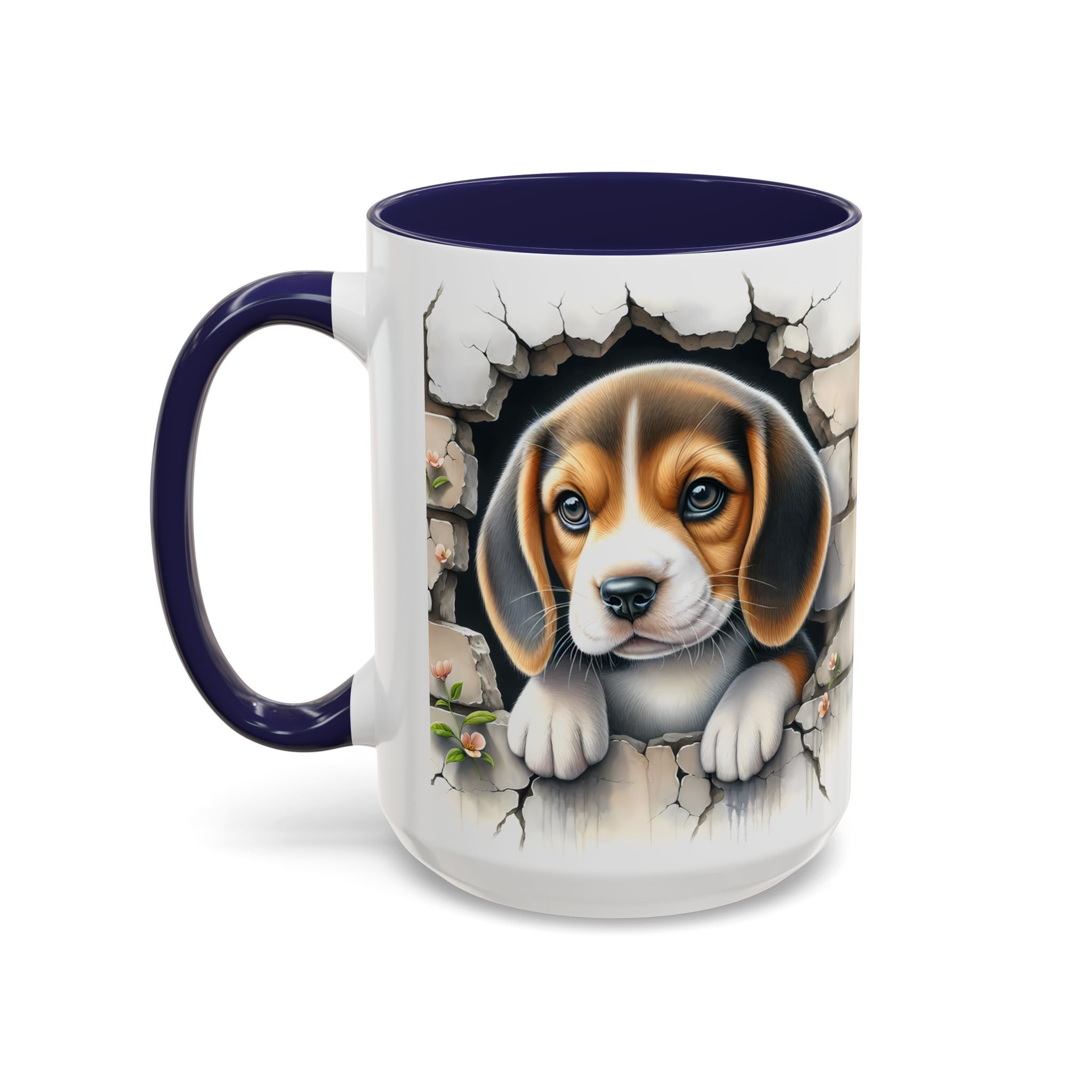 Beagle Puppy Peek Accent Coffee Mug – Cute Dog Gift (11/15 oz)