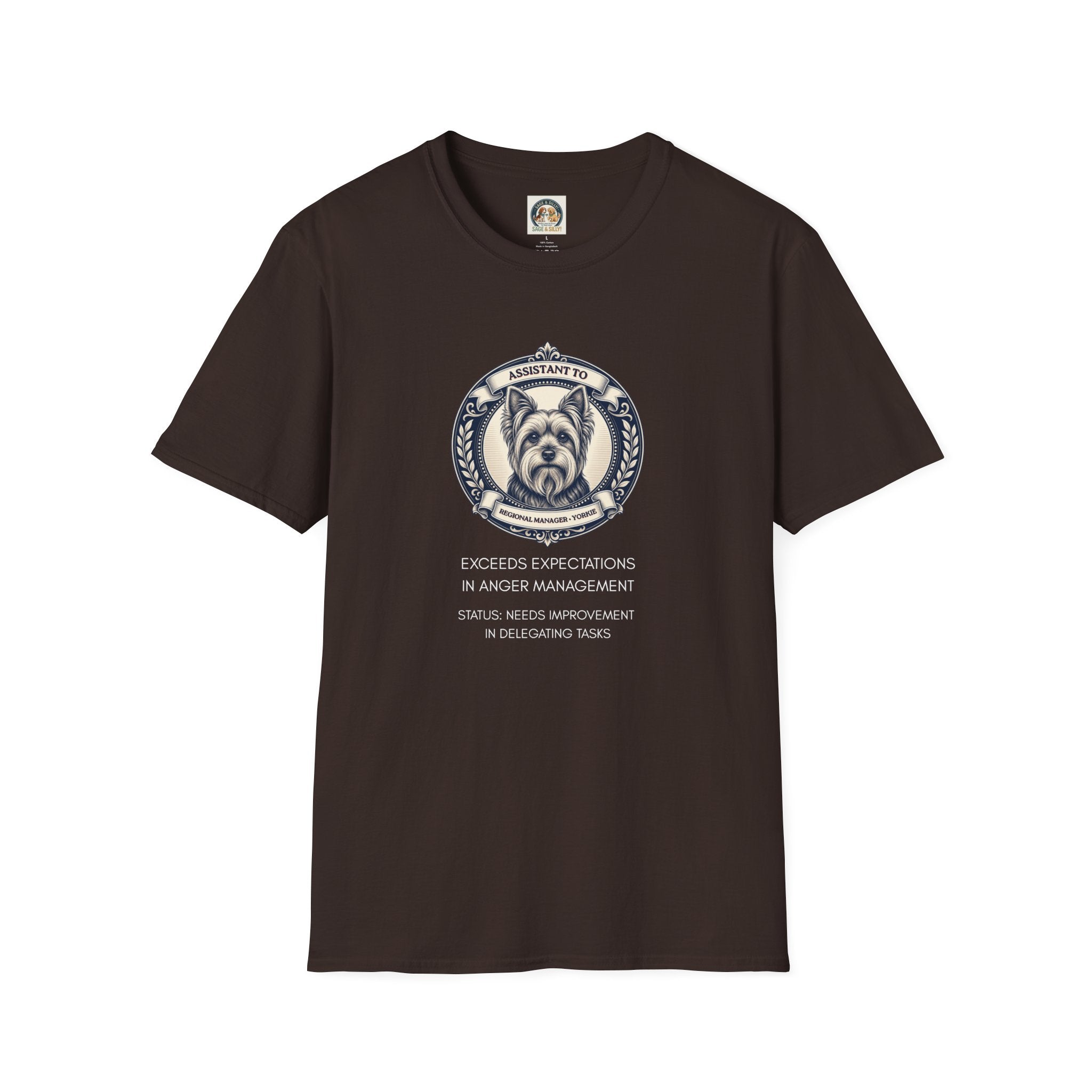 Yorkie T-Shirt — "Assistant to the Regional Manager" Funny Yorkshire Terrier Tee