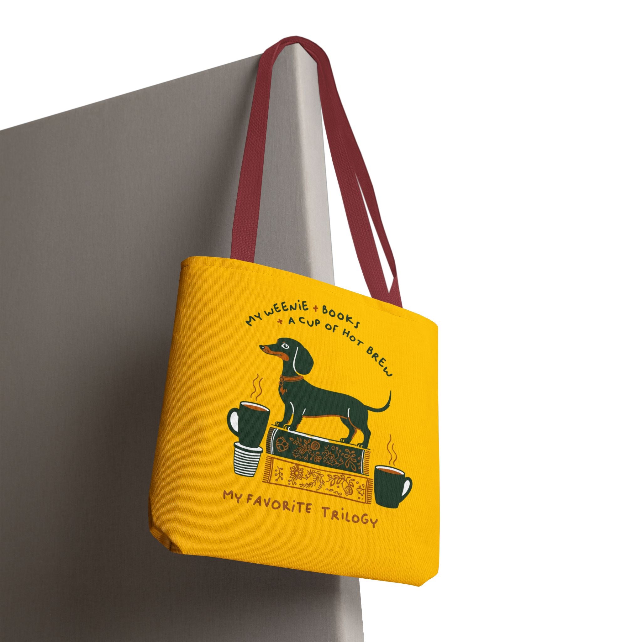 Dachshund, Books & Coffee Tote Bag
