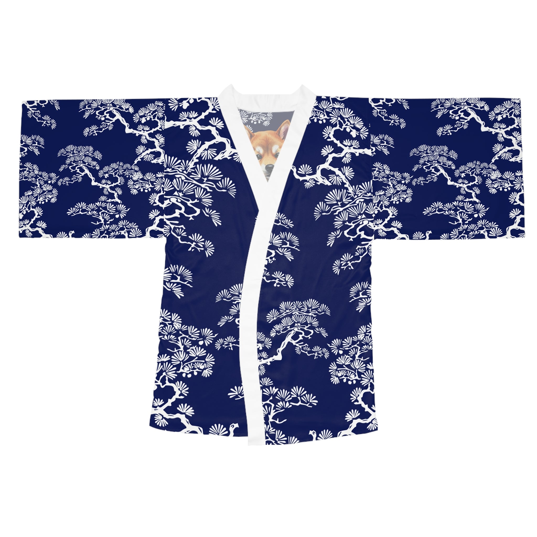 Shiba Inu Sakura Kimono Robe — Japanese Cherry Blossom Long Sleeve