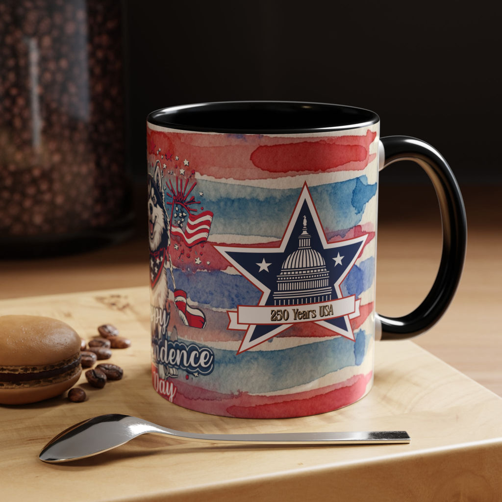 Independence Day Husky Coffee Mug — Happy 4th of July Patriotic Accent Mug (11/15oz)