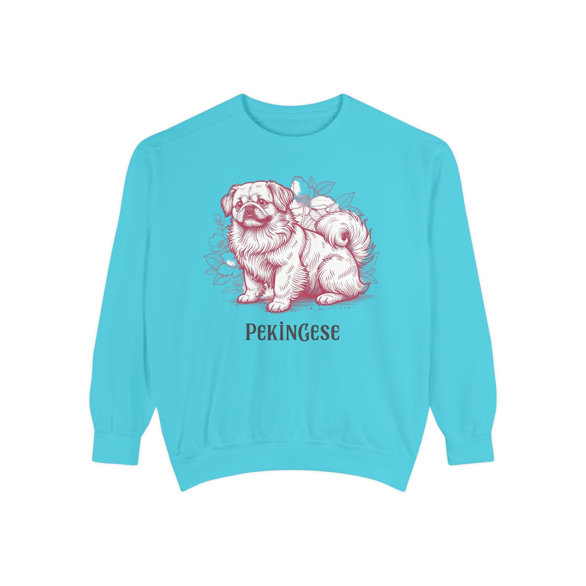 Pekingese Floral Sweatshirt — Vintage Sketch Dog Crewneck
