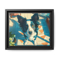 Framed Matte Canvas - Colorful Border Collie Pet Portrait
