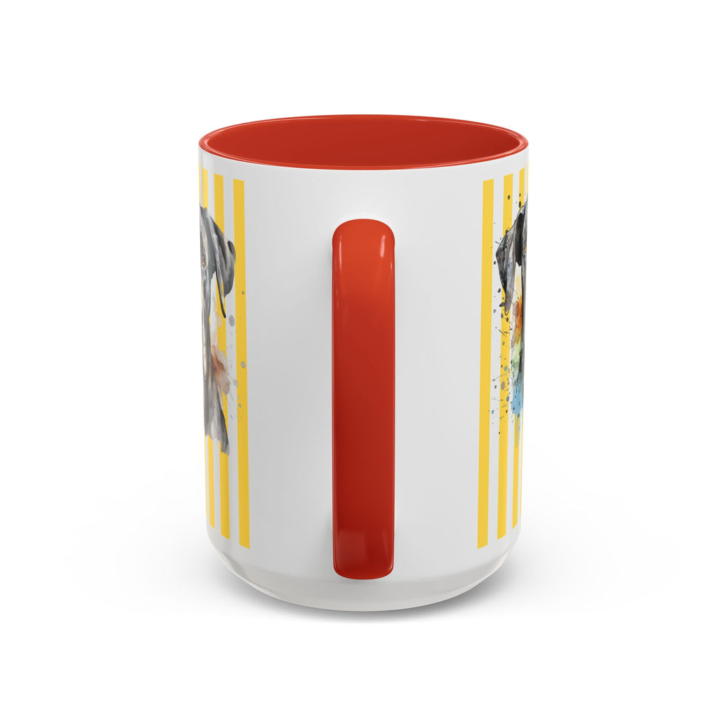 Personalised Dog Accent Coffee Mug — Yellow Striped Dog Lover Gift (11/15 oz)