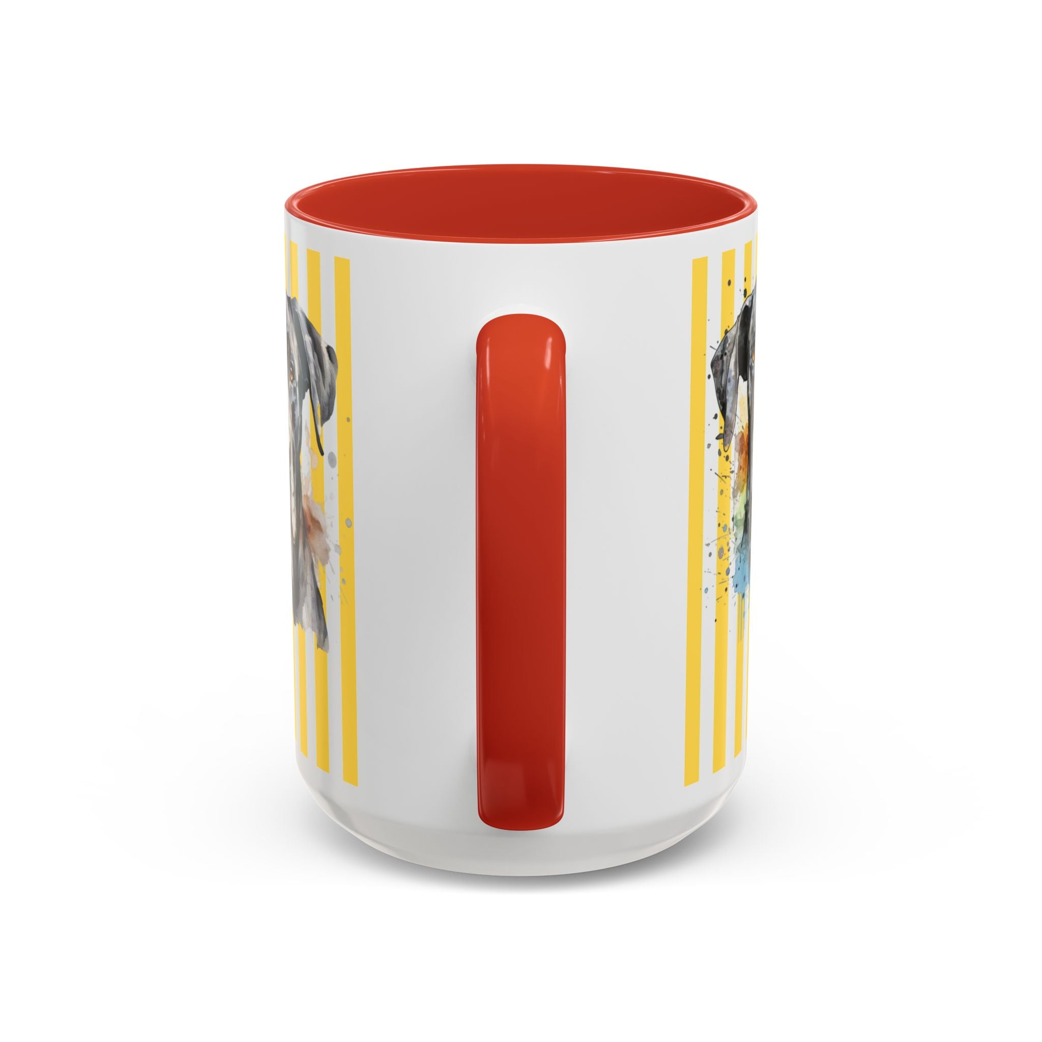 Personalised Dog Accent Coffee Mug — Yellow Striped Dog Lover Gift (11/15 oz)