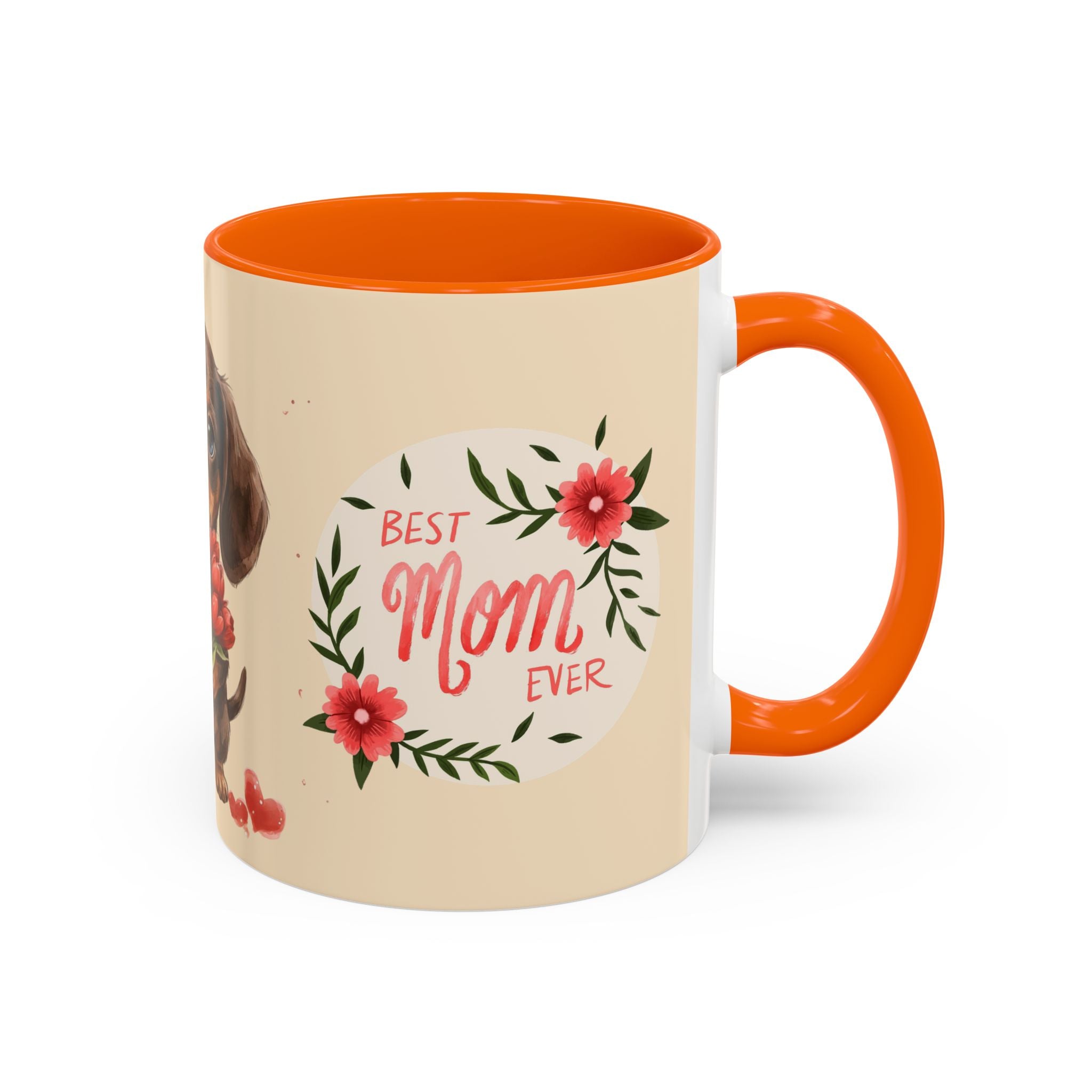 Best Mom Ever Coffee Mug — Cute Dachshund with Tulips