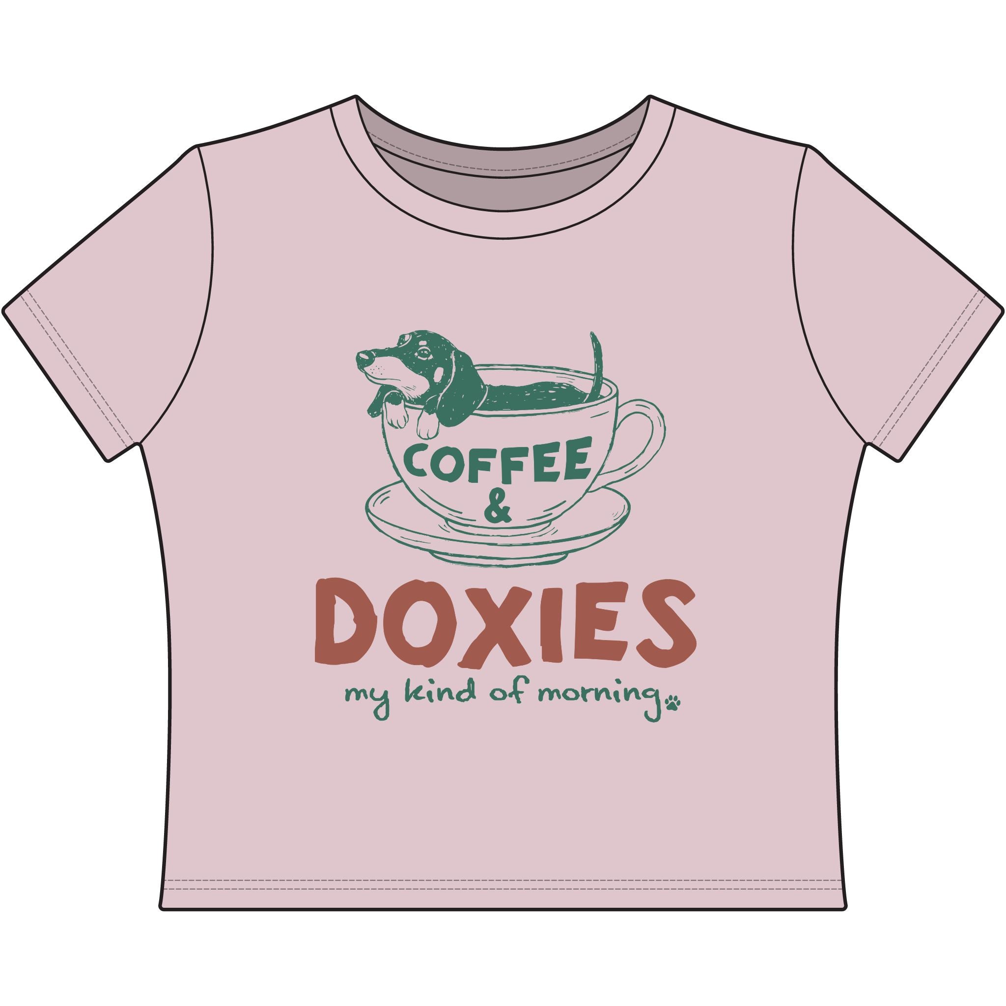Coffee & Doxies Tee — "Coffee & Doxies, My Kind of Morning" Women's Baby Tee