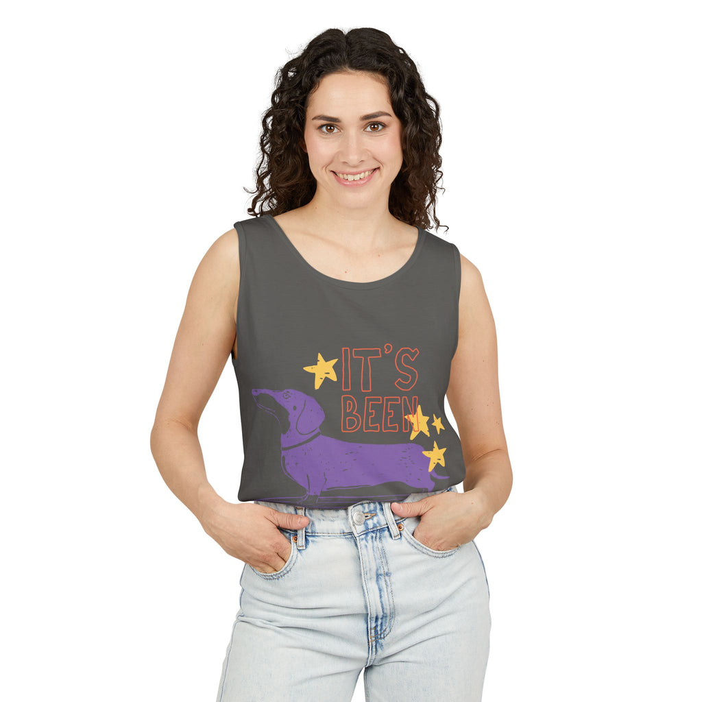 Dachshund Skateboard Tank — "It's Been a Looong Day" Cute Dog Graphic Tank Top