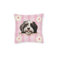 Havanese Dog Throw Pillow — Floral Pink Faux Suede | Dog Lover Home Decor