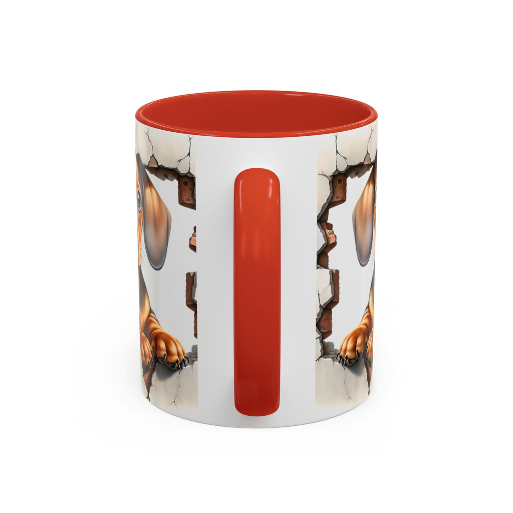 Dachshund Peek-A-Boo Accent Coffee Mug — Cute Puppy Dog Gift (11/15oz)