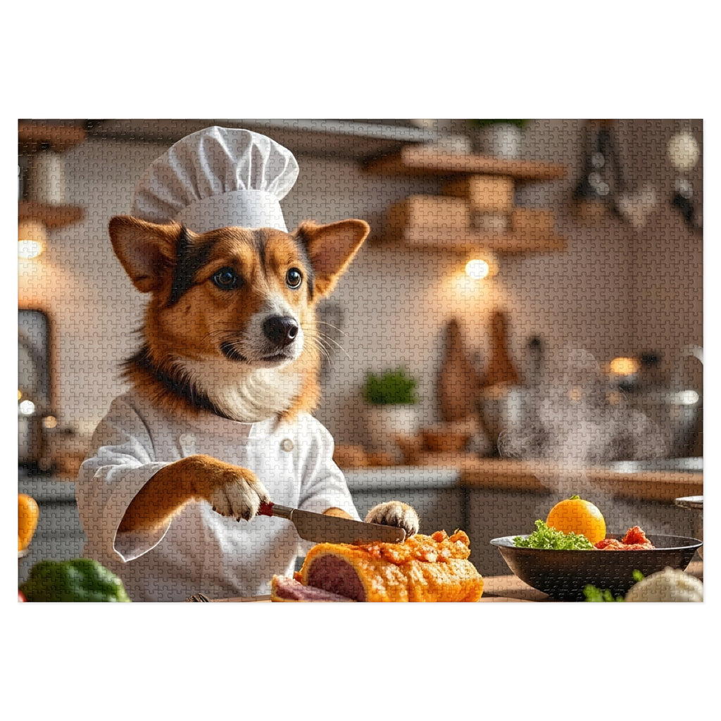 Corgi Chef Jigsaw Puzzle with Tin — Funny Dog Puzzle Gift for Kids & Adults