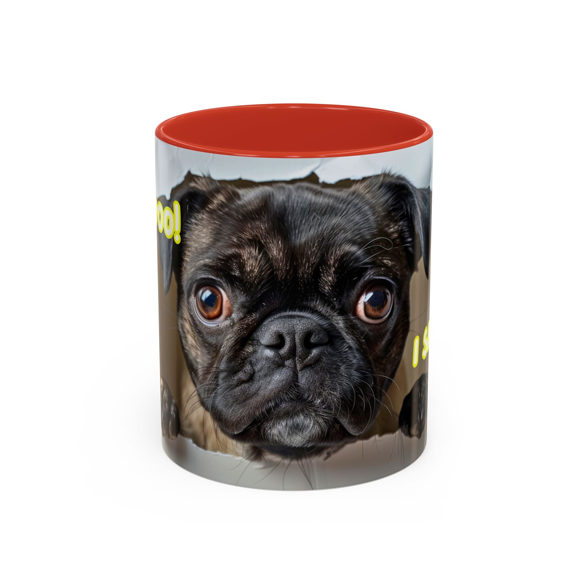Pug “I See You!” Accent Coffee Mug — Cute Dog Lover Gift (11/15 oz)