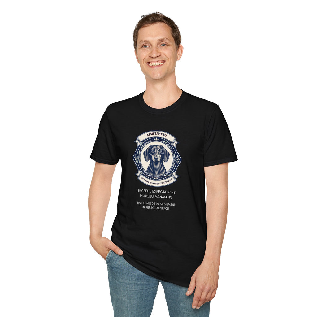 Dachshund Assistant T-Shirt — "Assistant to the Regional Manager" Funny Dog Tee