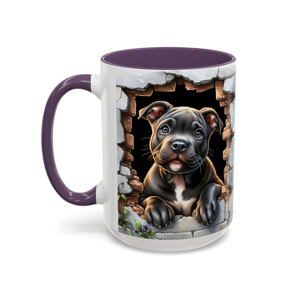 Pit Bull Puppy Peek Accent Coffee Mug – Cute Dog Lover Gift (11/15oz)