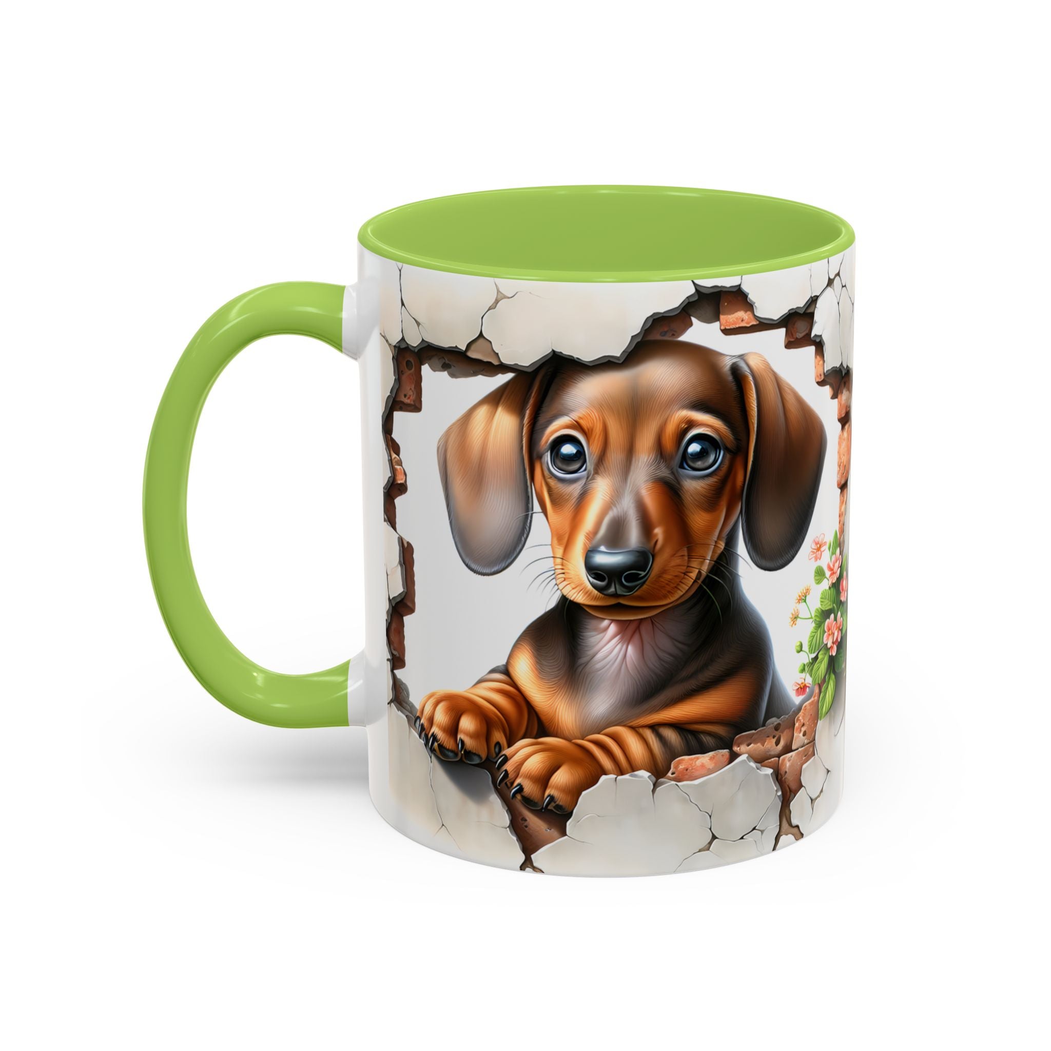 Dachshund Peek-A-Boo Accent Coffee Mug — Cute Puppy Dog Gift (11/15oz)