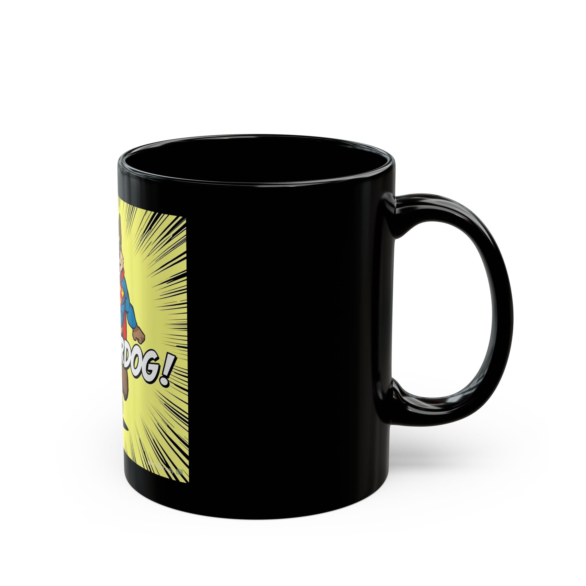 Superdog Comic Mug — Cute Superhero Dog Coffee Cup
