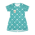 Turquoise Polka Dot T-Shirt Dress with Westie Dog Accent