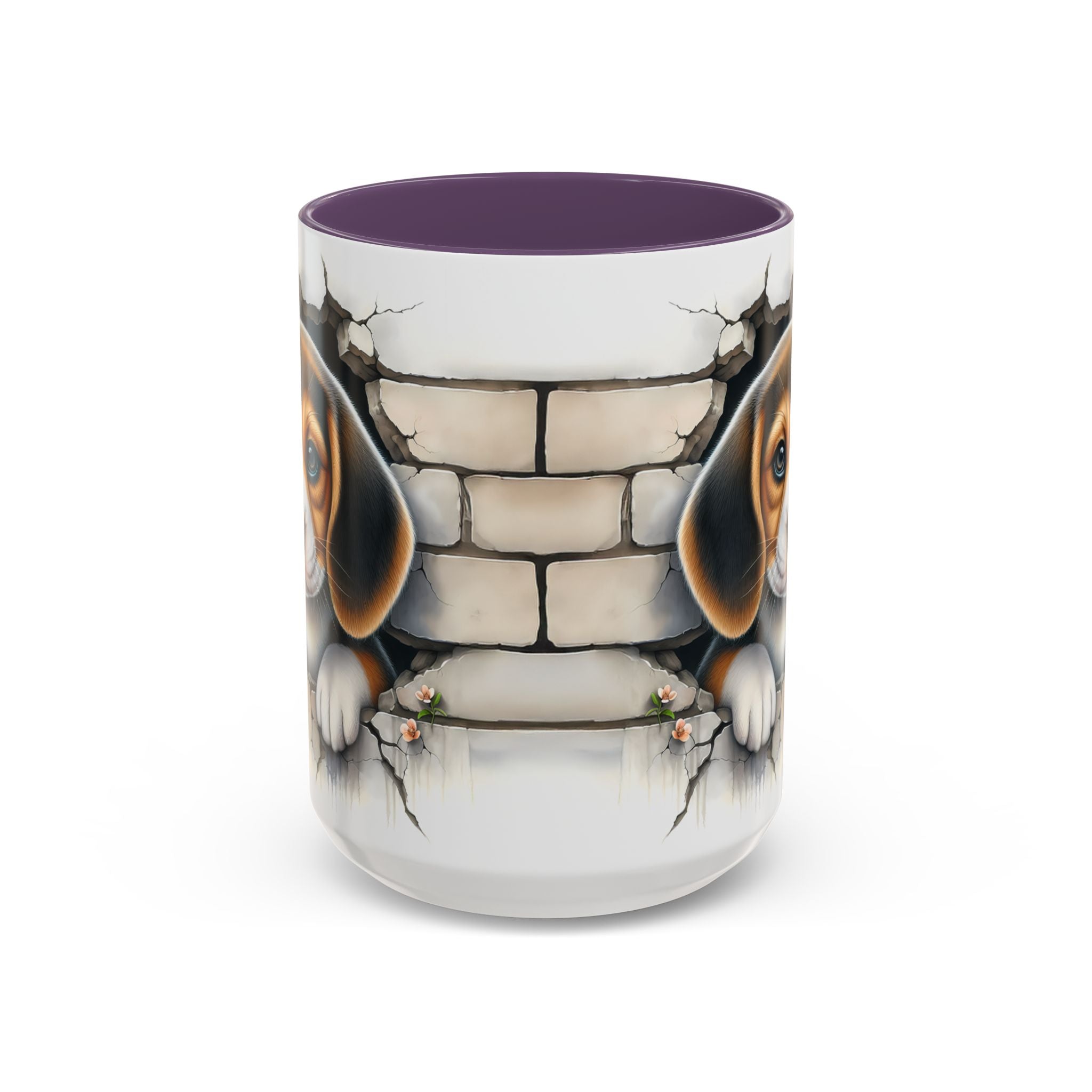 Beagle Puppy Peek Accent Coffee Mug – Cute Dog Gift (11/15 oz)