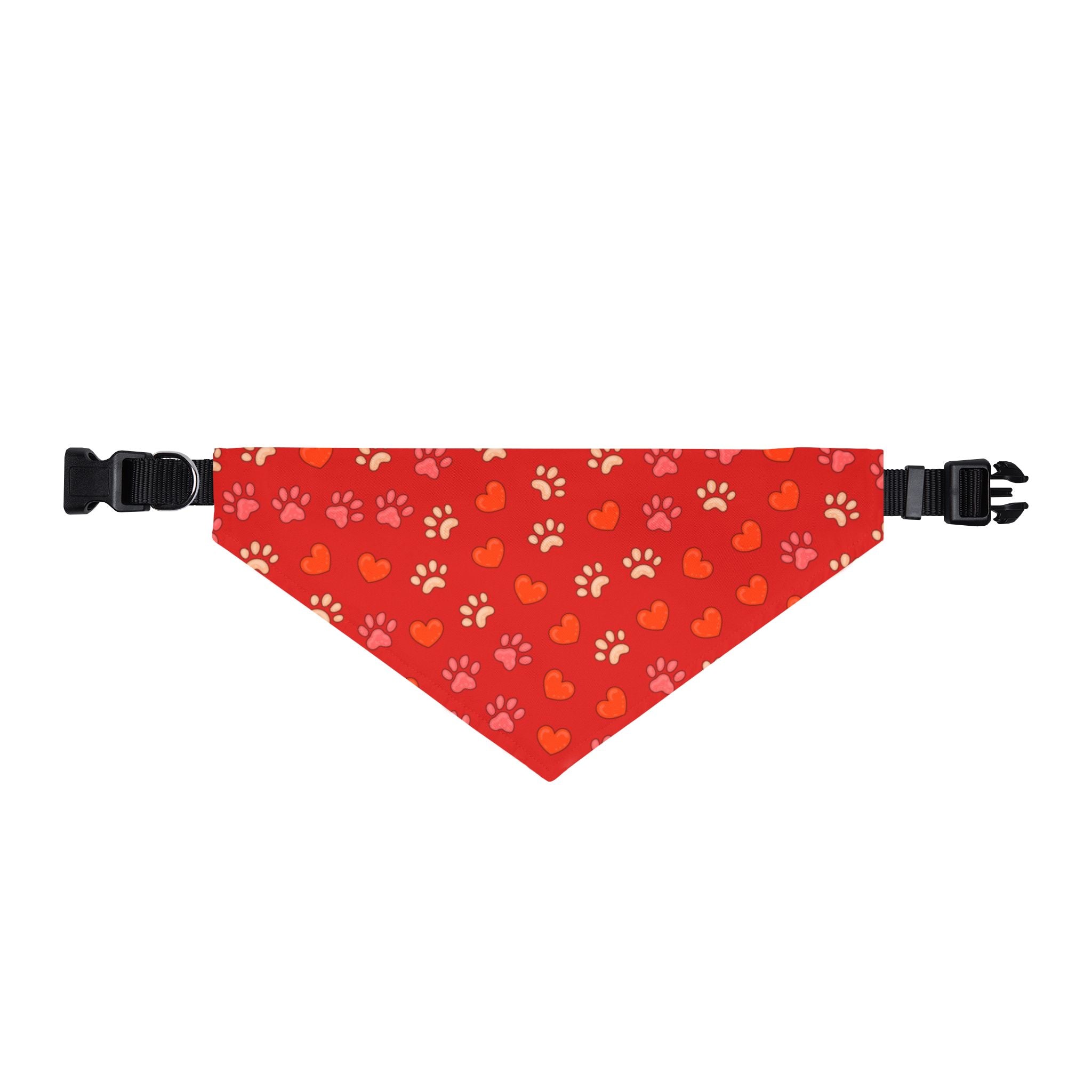 Red Paws & Hearts Clip-On Pet Bandana — Valentine Pattern