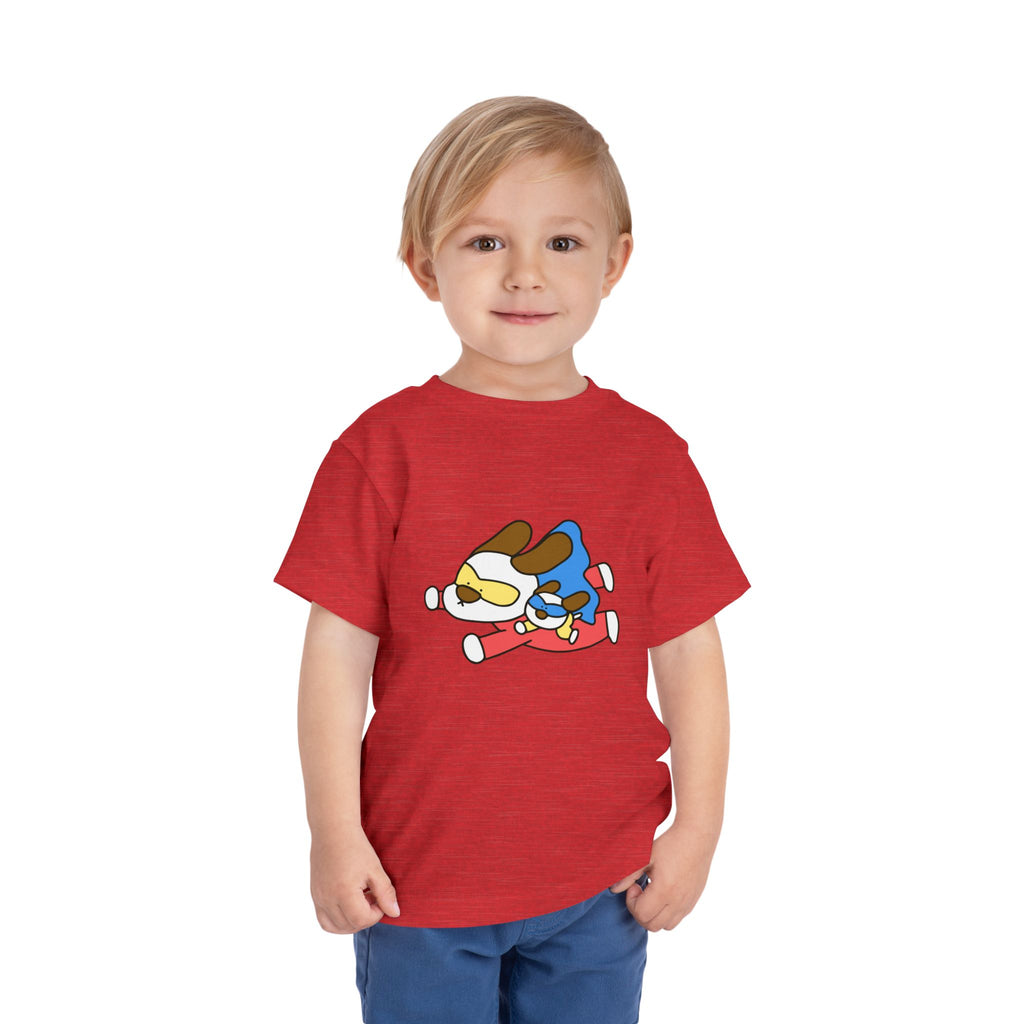 Toddler Tee – Cute Superhero Dog & Puppy Flight Graphic