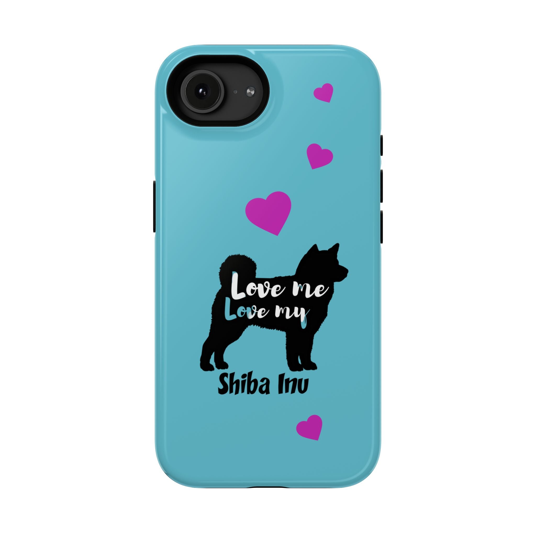 Shiba Inu Phone Case – "Love Me Love My Shiba Inu" Impact-Resistant Case, Cute Heart Design