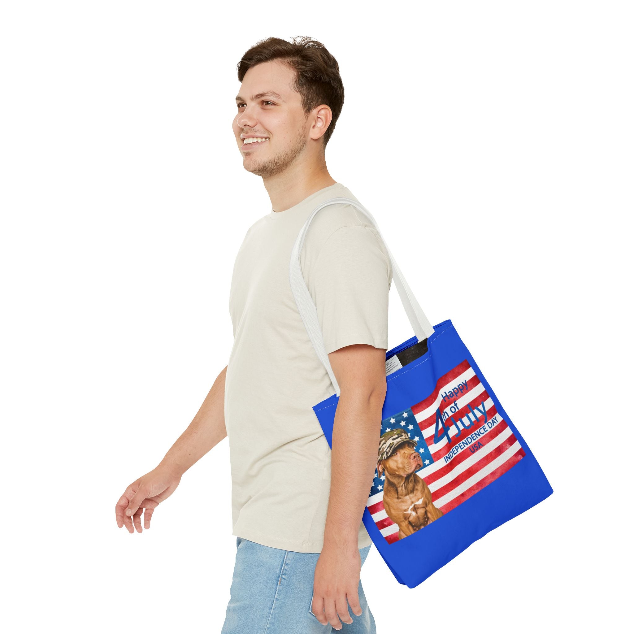 Independence Day Dog Tote Bag — Happy 4th of July USA Flag Tote