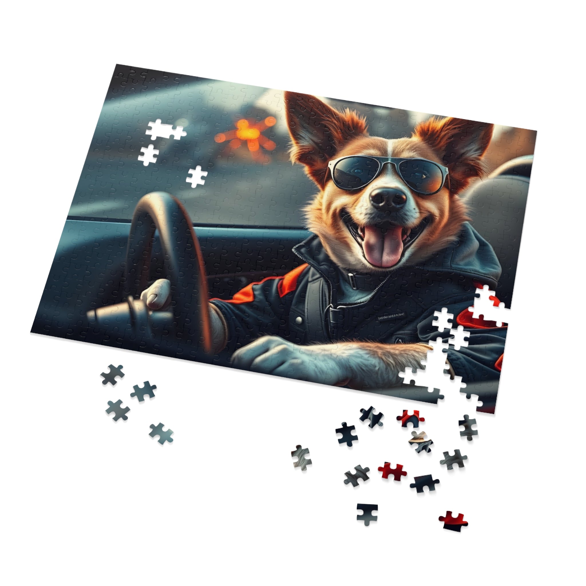 Corgi Driving Jigsaw Puzzle with Tin — Funny Dog Behind the Wheel | Dog Lover Gift