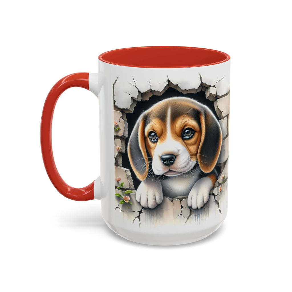 Beagle Puppy Peek Accent Coffee Mug – Cute Dog Gift (11/15 oz)