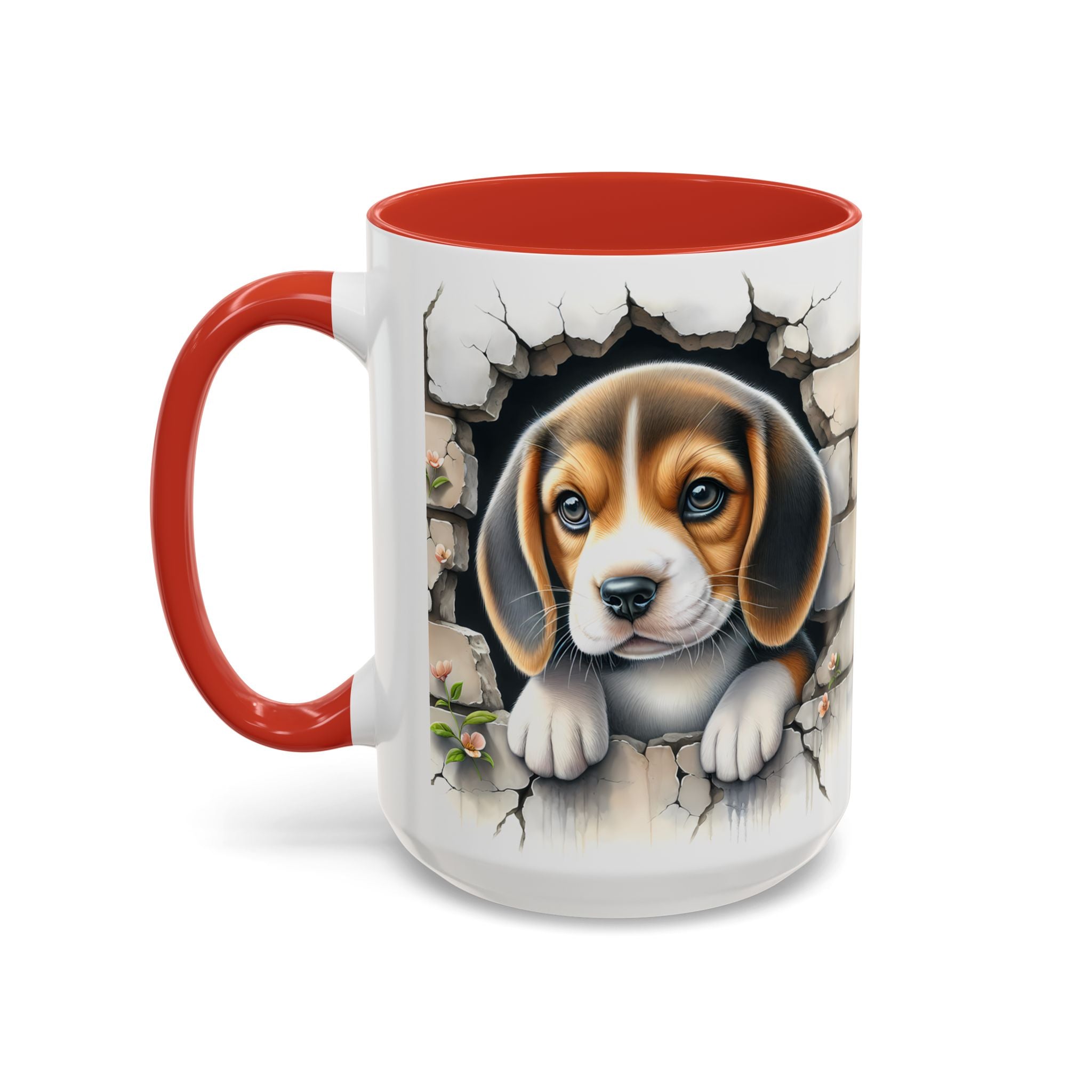 Beagle Puppy Peek Accent Coffee Mug – Cute Dog Gift (11/15 oz)