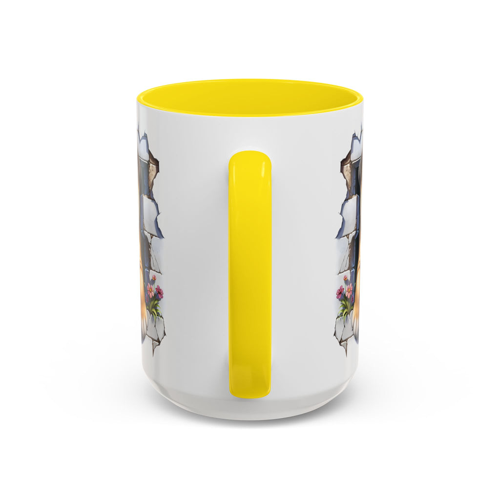 Bulldog Peek-A-Boo Accent Coffee Mug — Cute English Bulldog Coffee Cup (11/15 oz)