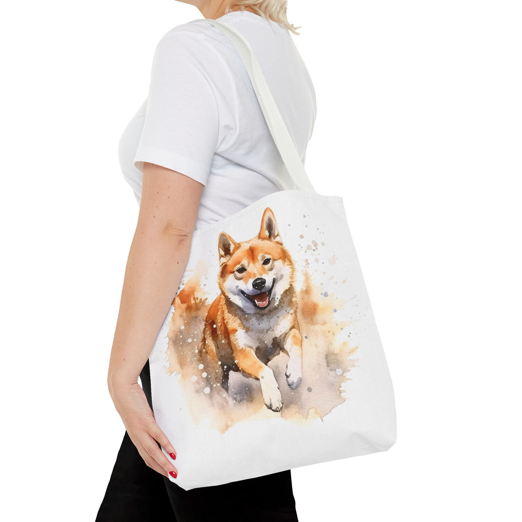 Shiba Inu Watercolor Tote Bag – Cute Running Dog All-Over Print