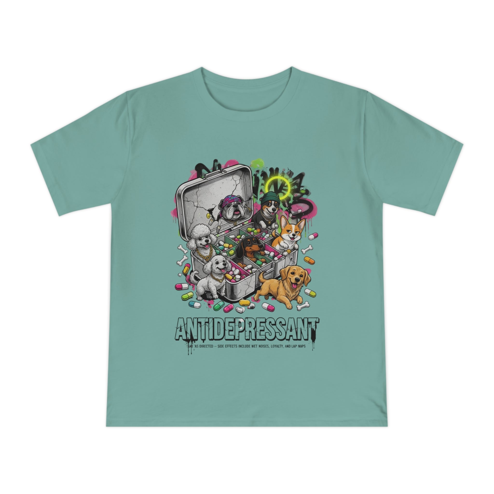 Antidepressant Pets T-Shirt — Emotional Support Pet & Pill Box Graphic Tee