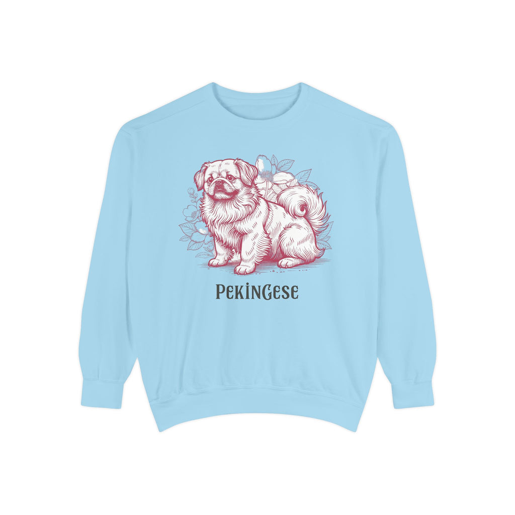 Pekingese Floral Sweatshirt — Vintage Sketch Dog Crewneck