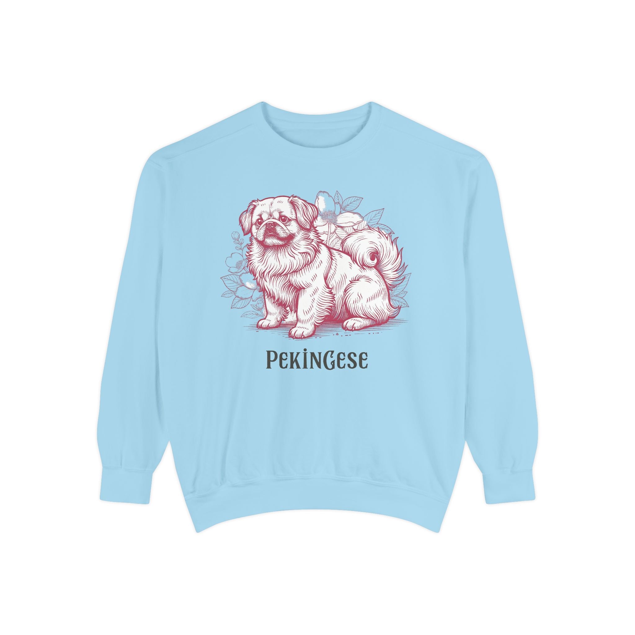 Pekingese Floral Sweatshirt — Vintage Sketch Dog Crewneck