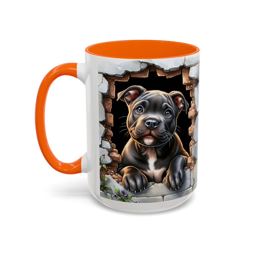 Pit Bull Puppy Peek Accent Coffee Mug – Cute Dog Lover Gift (11/15oz)