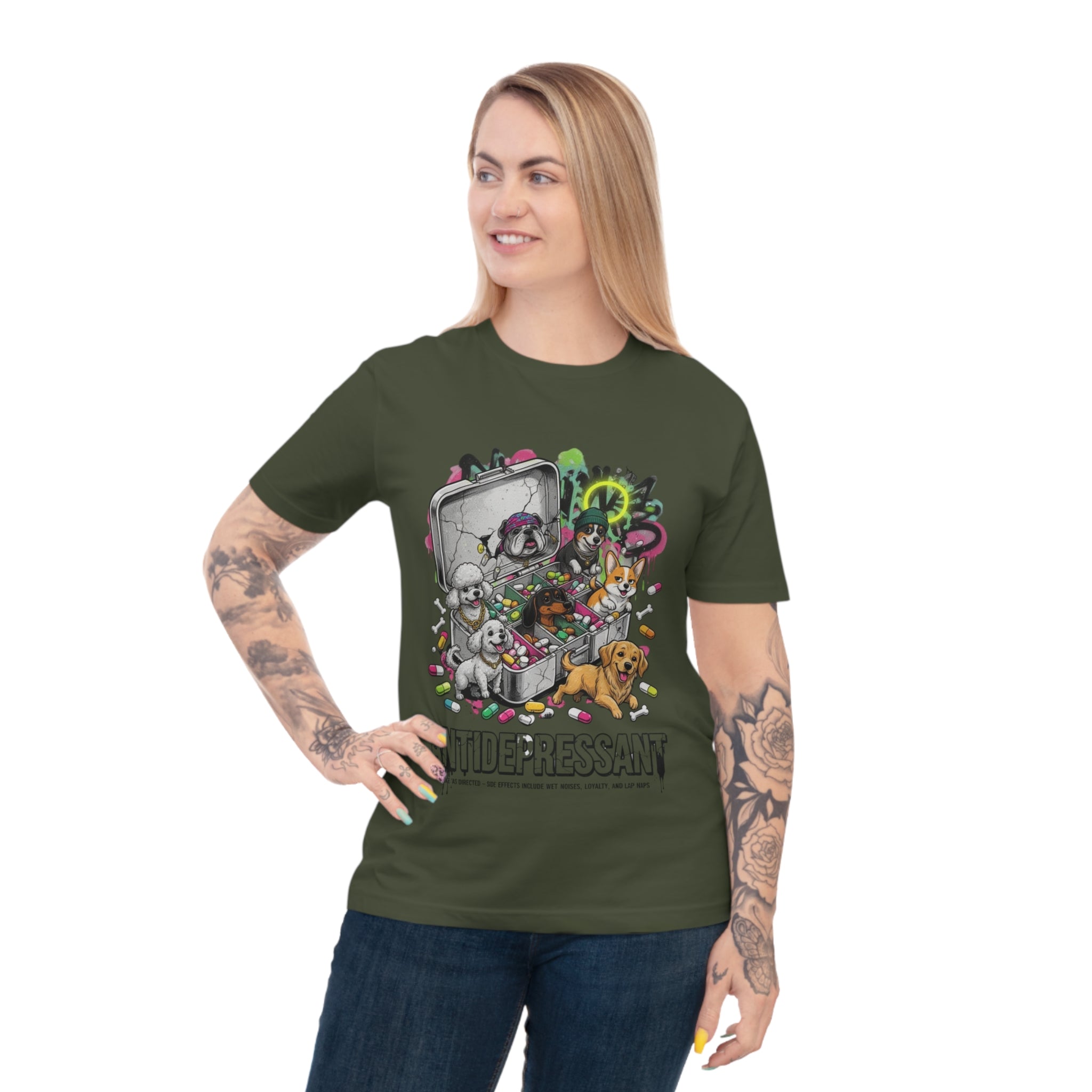 Antidepressant Pets T-Shirt — Emotional Support Pet & Pill Box Graphic Tee
