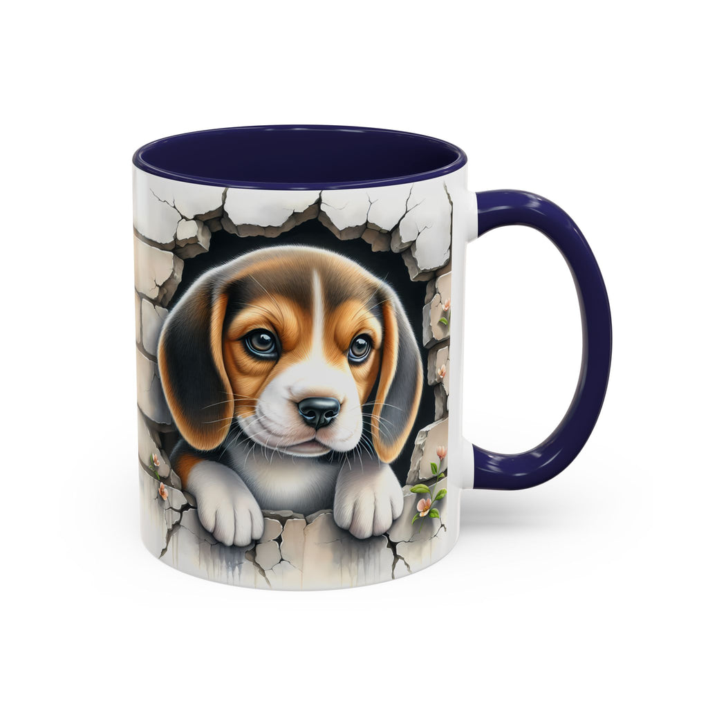 Beagle Puppy Peek Accent Coffee Mug – Cute Dog Gift (11/15 oz)