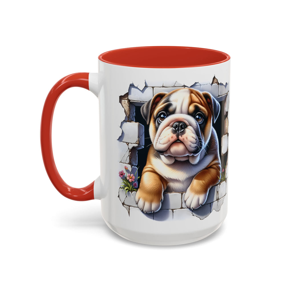 Bulldog Peek-A-Boo Accent Coffee Mug — Cute English Bulldog Coffee Cup (11/15 oz)