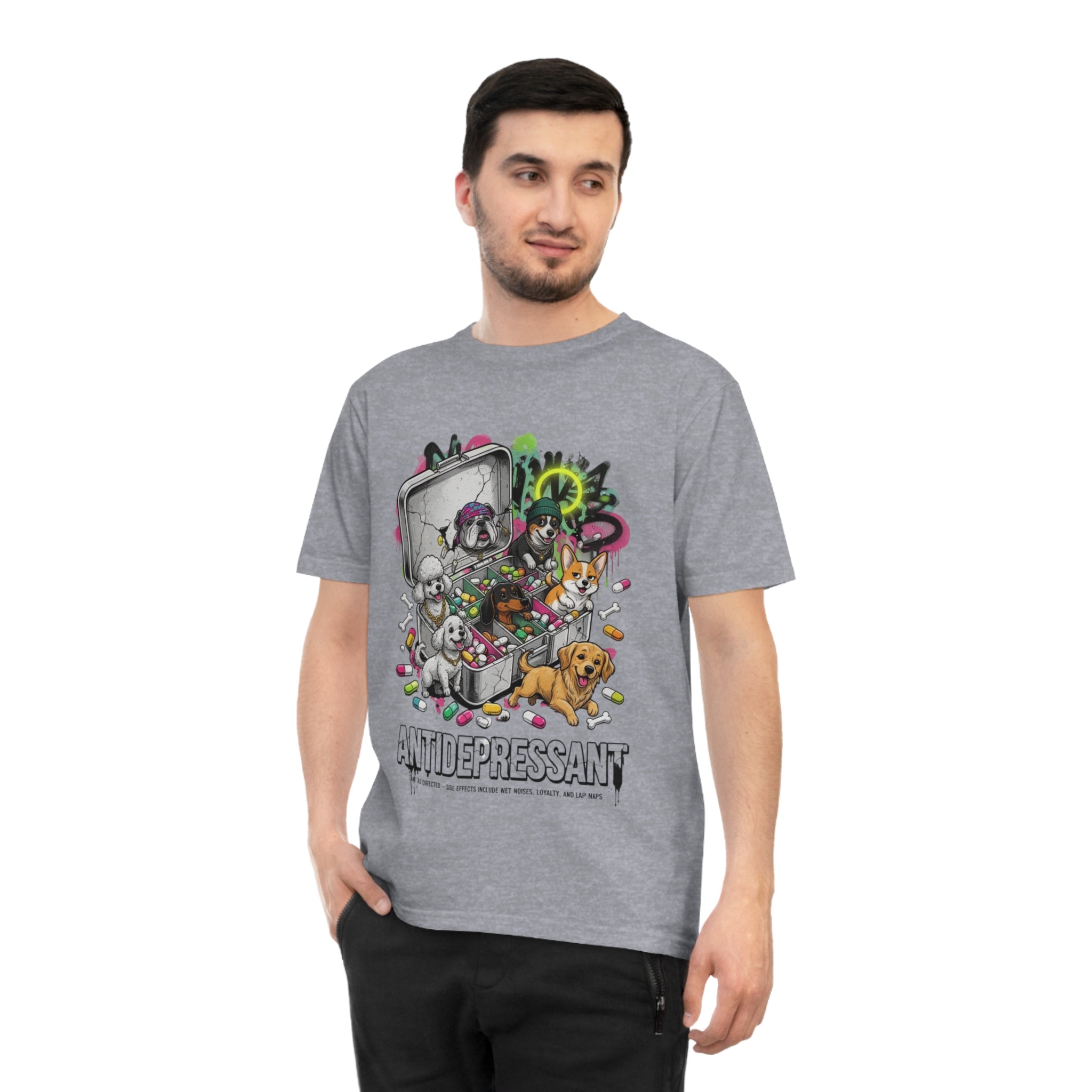 Antidepressant Pets T-Shirt — Emotional Support Pet & Pill Box Graphic Tee