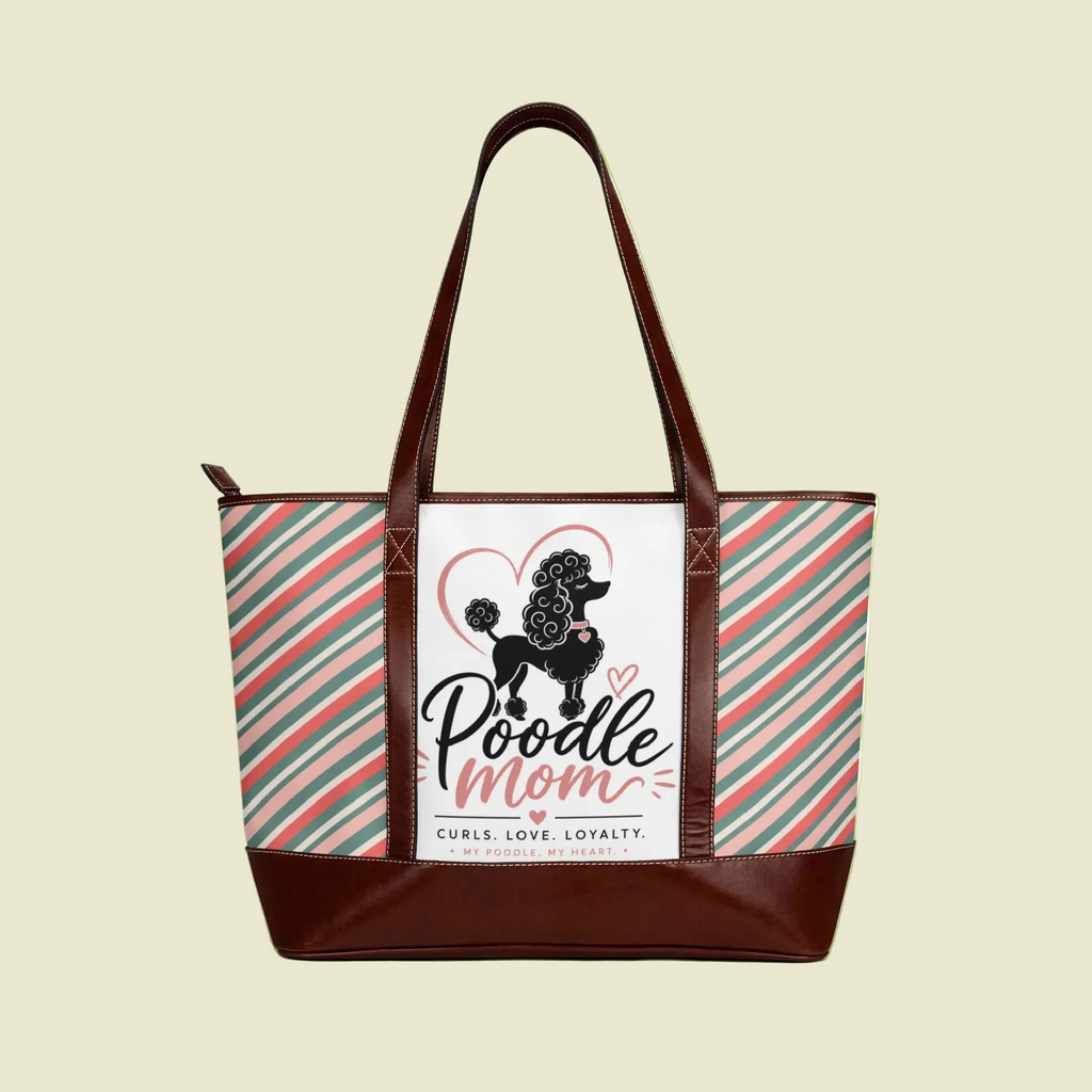 Poodle Mom Handbag — Cute Striped Tote Bag for Poodle Lovers